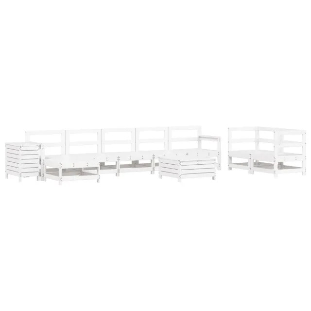 Salon de jardin 10 pcs blanc bois de pin massif
