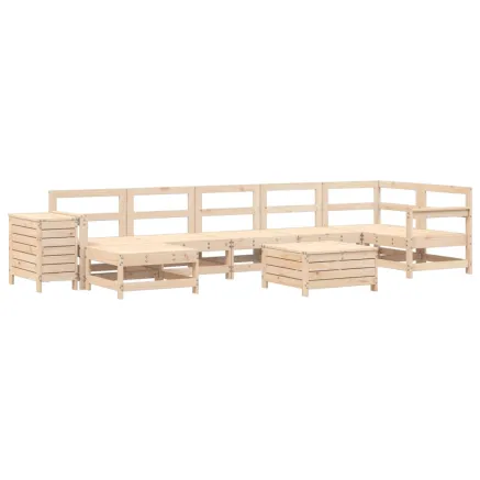 Salon de jardin 9 pcs bois de pin massif 2