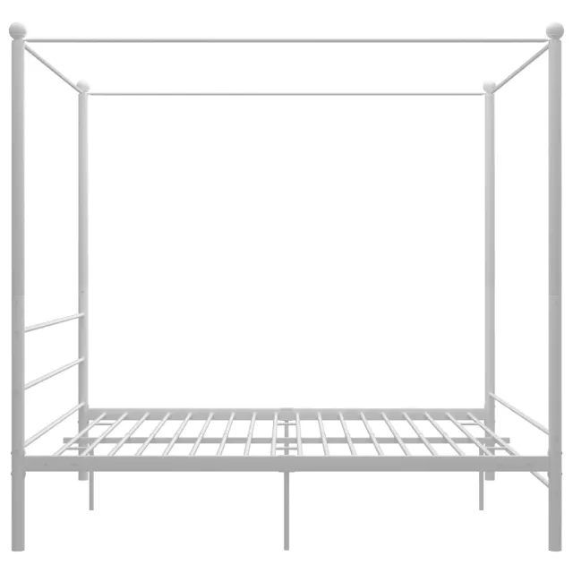 Cadre de lit à baldaquin sans matelas blanc métal 200x200 cm