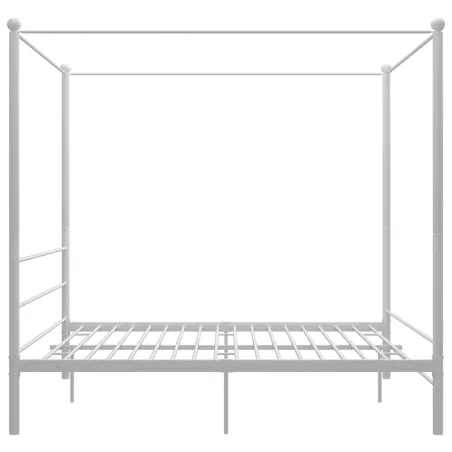 Cadre de lit à baldaquin sans matelas blanc métal 200x200 cm