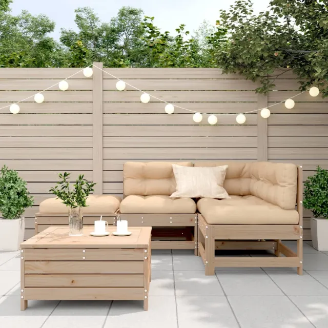 Salon de jardin 5 pcs avec coussins Bois de pin massif