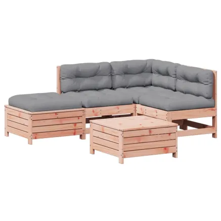 Salon de jardin 5 pcs avec coussins bois massif douglas 2