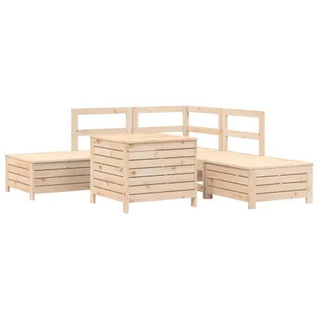 Salon de jardin 6 pcs bois de pin massif