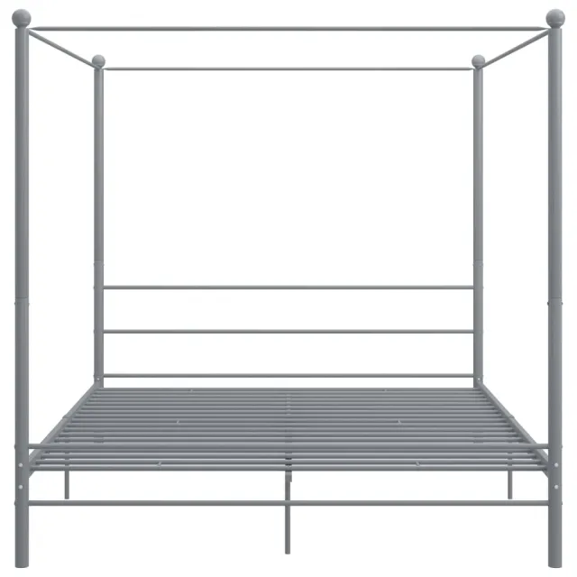 Cadre de lit à baldaquin sans matelas gris métal 200x200 cm