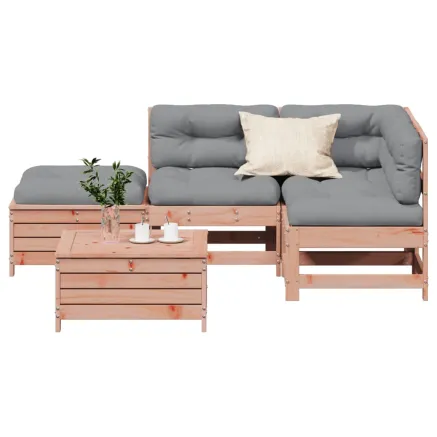 Salon de jardin 5 pcs avec coussins bois massif douglas