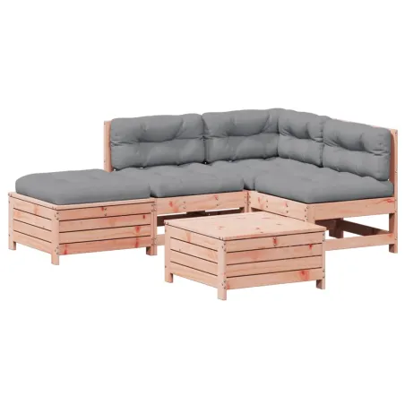Salon de jardin 5 pcs avec coussins bois massif douglas