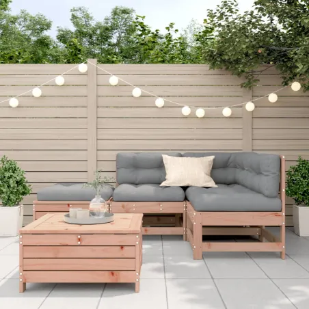 Salon de jardin 5 pcs avec coussins bois massif douglas