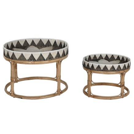 Set di 2 tavoli Home ESPRIT Rattan 70 X 70 X 52 cm 2
