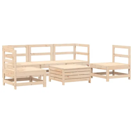 Salon de jardin 6 pcs bois de pin massif 2
