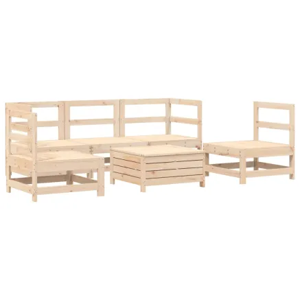 Salon de jardin 6 pcs bois de pin massif 2