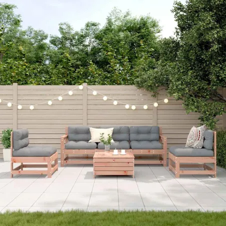 Salon de jardin 6 pcs avec coussins bois massif Douglas