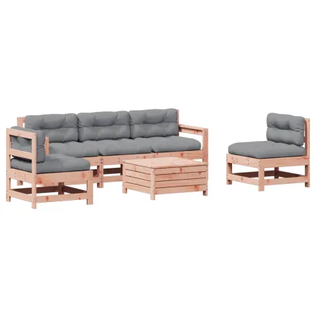 Salon de jardin 6 pcs avec coussins bois massif Douglas