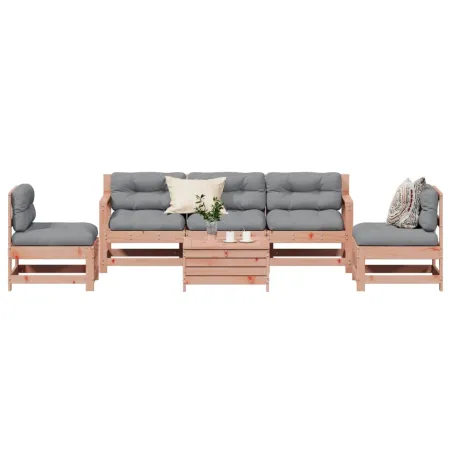 Salon de jardin 6 pcs avec coussins bois massif Douglas