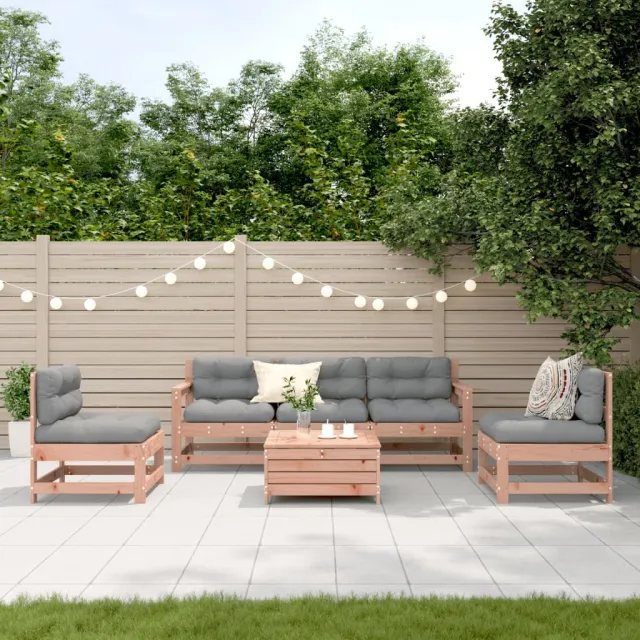 Salon de jardin 6 pcs avec coussins bois massif Douglas