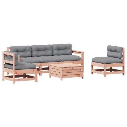 Salon de jardin 6 pcs avec coussins bois massif Douglas 2