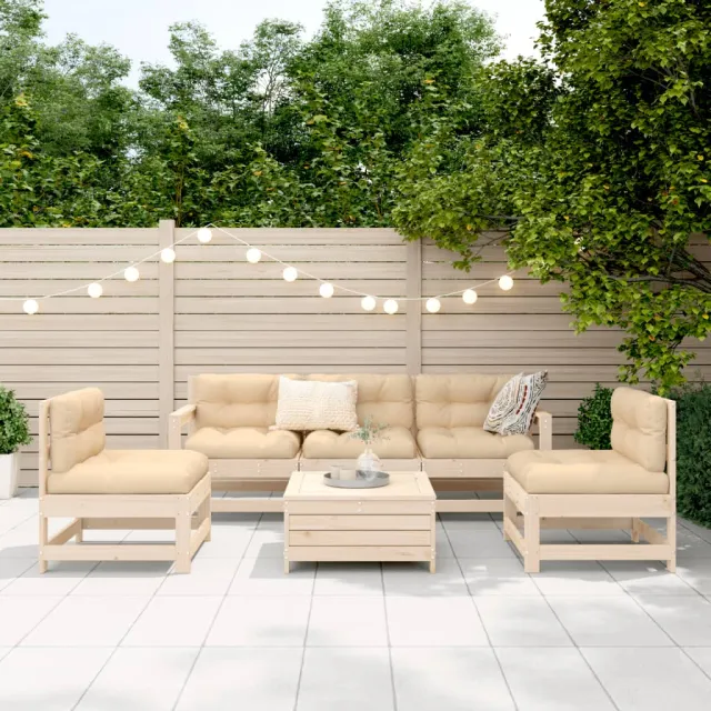 Salon de jardin 6 pcs bois de pin massif