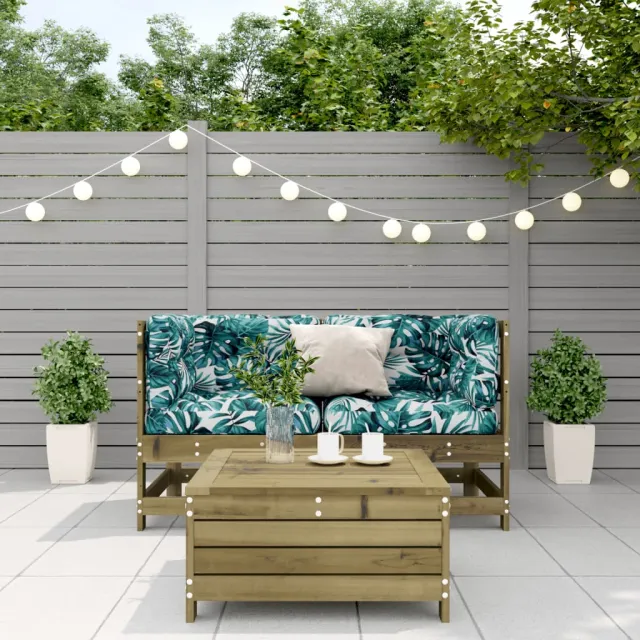 Salon de jardin 3 pcs avec coussins bois de pin imprégné