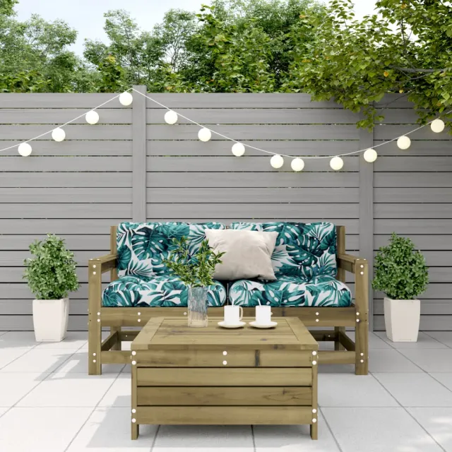 Salon de jardin 3 pcs avec coussins bois de pin imprégné