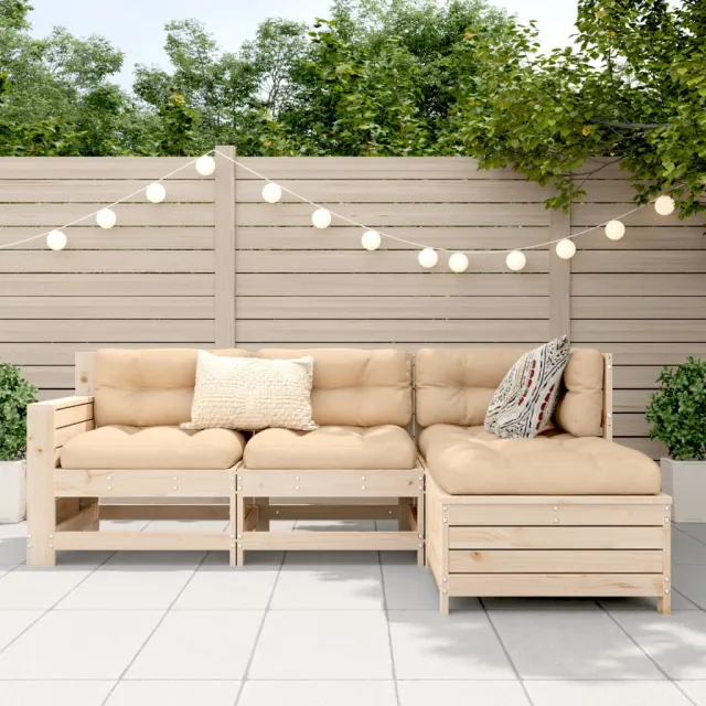 Salon de jardin 4 pcs bois massif de pin