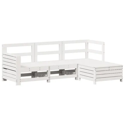Salon de jardin 4 pcs blanc bois de pin massif 2