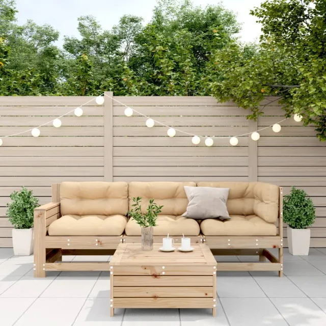 Salon de jardin 4 pcs avec coussins Bois de pin massif