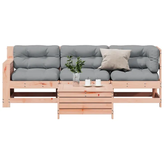 Salon de jardin 4 pcs avec coussins bois massif douglas