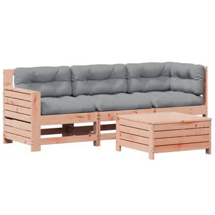 Salon de jardin 4 pcs avec coussins bois massif douglas 2