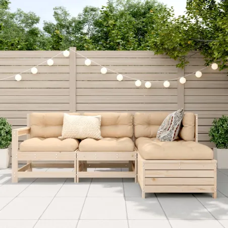 Salon de jardin 4 pcs bois massif de pin