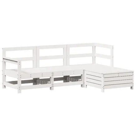 Salon de jardin 4 pcs blanc bois de pin massif 2
