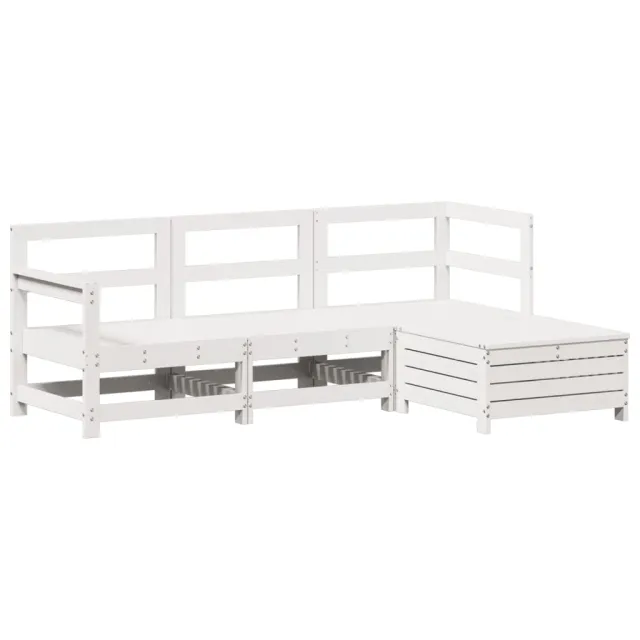 Salon de jardin 4 pcs blanc bois de pin massif