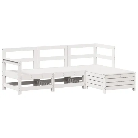 Salon de jardin 4 pcs blanc bois de pin massif
