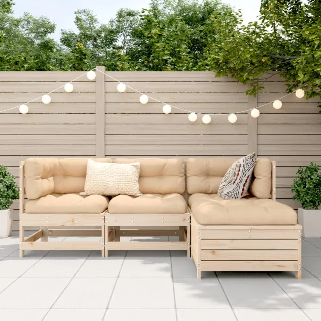 Salon de jardin 4 pcs bois massif de pin
