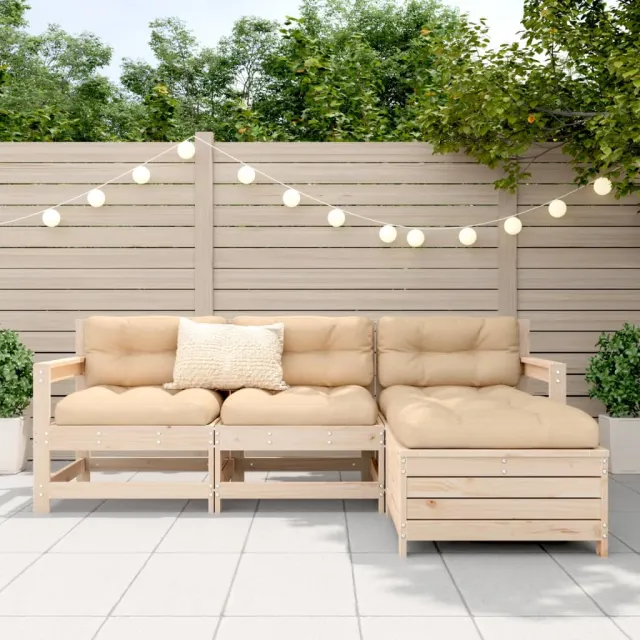 Salon de jardin 4 pcs bois massif de pin