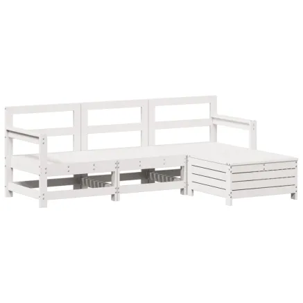 Salon de jardin 4 pcs blanc bois de pin massif 2