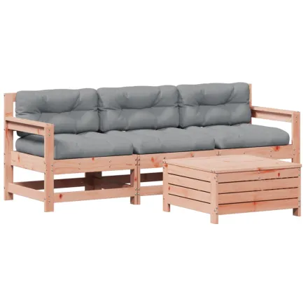 Salon de jardin 4 pcs avec coussins bois massif douglas 2