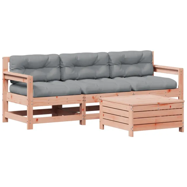 Salon de jardin 4 pcs avec coussins bois massif douglas
