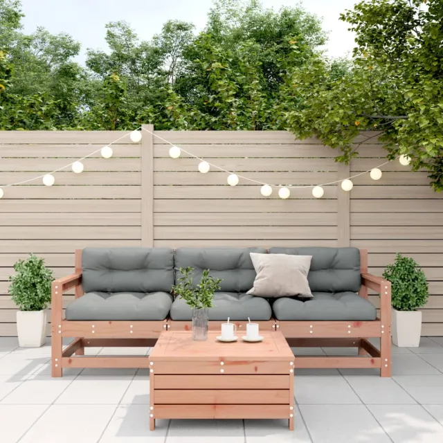Salon de jardin 4 pcs avec coussins bois massif douglas