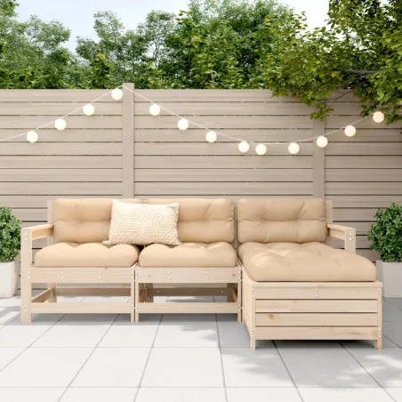 Salon de jardin 4 pcs bois massif de pin
