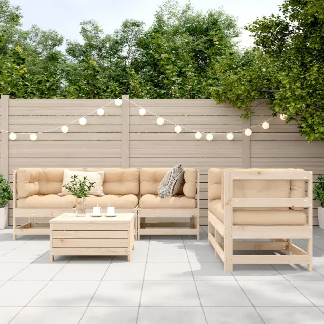 Salon de jardin 6 pcs bois de pin massif