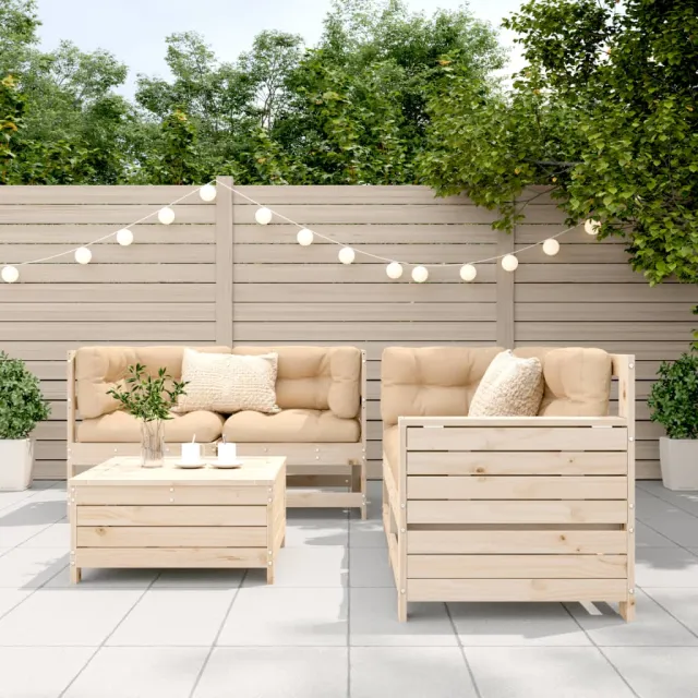 Salon de jardin 5 pcs bois de pin massif