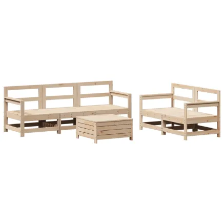 Salon de jardin 6 pcs bois de pin massif 2