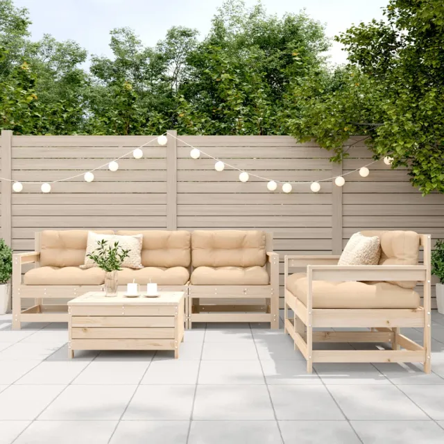Salon de jardin 6 pcs bois de pin massif
