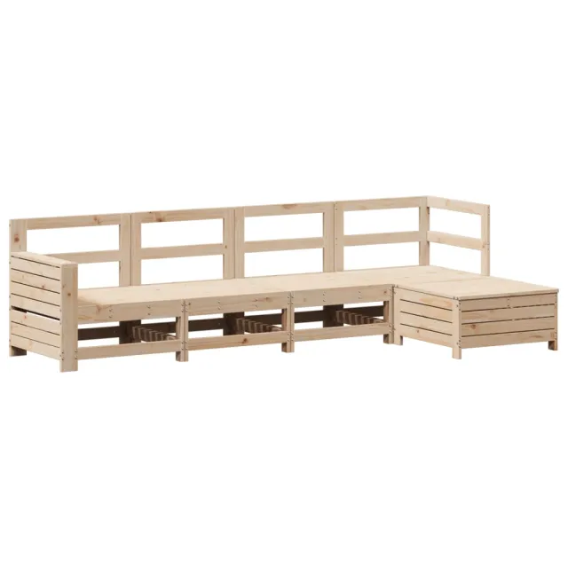 Salon de jardin 5 pcs bois de pin massif