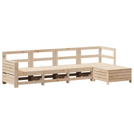 Salon de jardin 5 pcs bois de pin massif