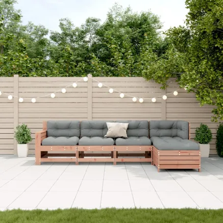 Salon de jardin 5 pcs avec coussins bois massif douglas