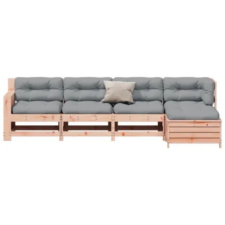 Salon de jardin 5 pcs avec coussins bois massif douglas