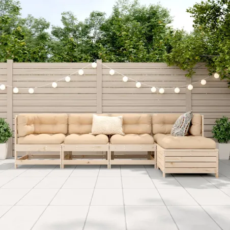 Salon de jardin 5 pcs bois de pin massif
