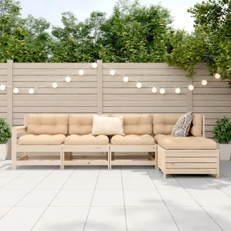 Salon de jardin 5 pcs bois de pin massif