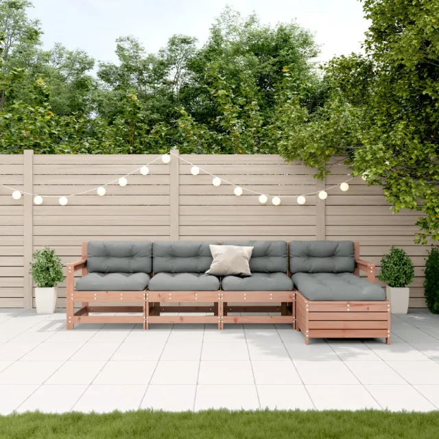 Salon de jardin 5 pcs avec coussins bois massif douglas