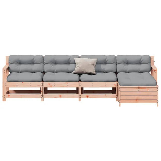 Salon de jardin 5 pcs avec coussins bois massif douglas